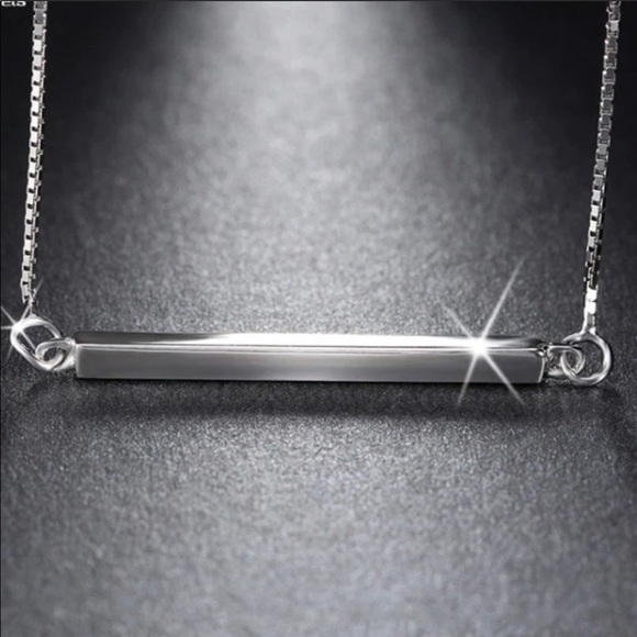 Silver bar pendant silver chain necklace - Picture 3 of 6